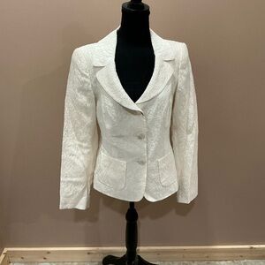 ESCADA WOMENS TEXTURED IVORY SILK BLAZER NWT SIZE 38